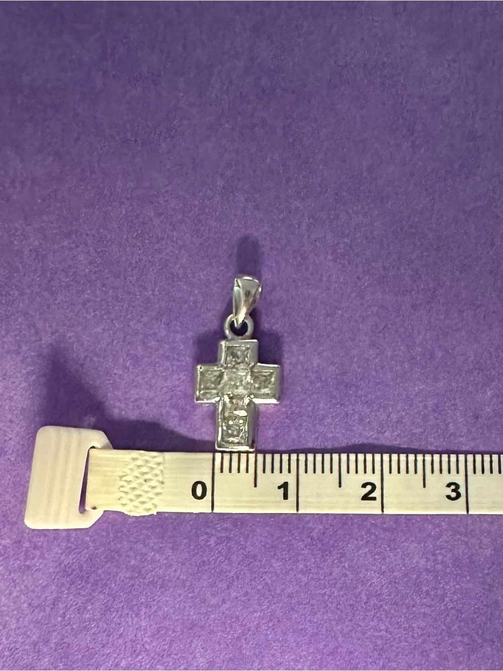 Sterling Silver Cross Pendant with Clear Stones - (pendant only) no chain - Picture 8 of 8